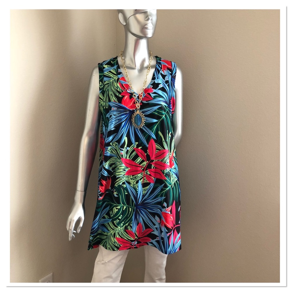 Blue and Green Floral Tunic